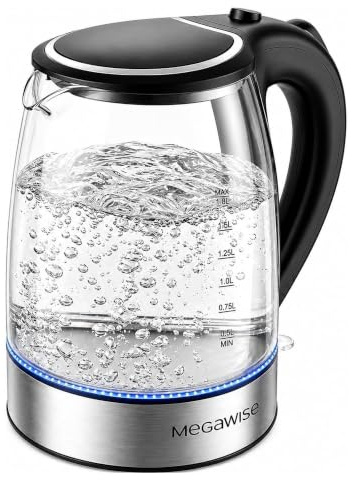 Megawise Electric Glass Kettle with Auto Shut-Off (1.8L)