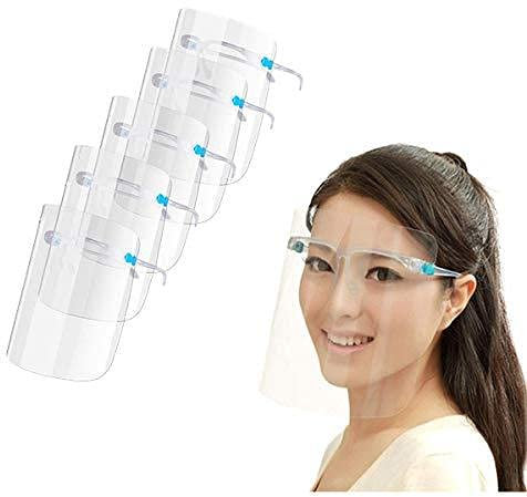 sb components (5 Pack Full Face Protective Shield Visor, Plastic Adjustable Transparent Face Visor Resistant to Prevent Saliva, Oil Fume, Spitting Anti-Fog Lens for Daily activities and Working (5)