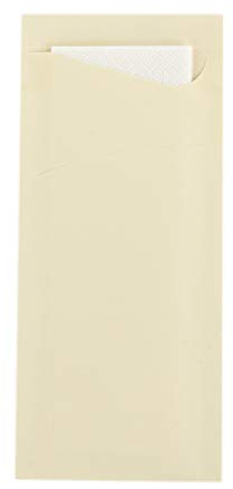 Prime Guest Bestecktasche Prime Fit 85x190mm, mit 2-lagiger Tissue-Serviette in Weiß Bestecktaschen mit Serviette ideal für Gastronomie und Feiern 500 Stück (Champagner)