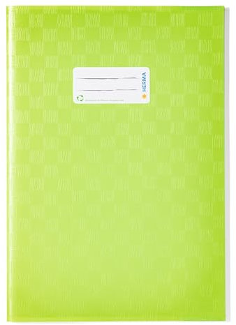 HERMA 7455 Heftumschläge A4 Bast Hellgrün, 25 Stück, Hefthüllen mit Beschriftungsetikett & Baststruktur aus strapazierfähiger & abwischbarer Polypropylen-Folie, Heftschoner Set für Schulhefte, farbig