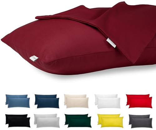 Kissenbezug 40 x 80 Baumwolle Premium Satin 2er Set Kissenhülle Deko für Kissen Bett/Sofa Stoff Superweicher Resistent Hypoallergen Anti-Milben Kopfkissenbezug mit Verdecktem Zip Voll Waschbar