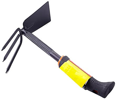 Jadeshay Garden Small Hand Digger and Hoe Combo Garden Tool,2 in 1 Mini Garden Hoe Rake Outdoor Gardening Dual Purpose Shovel Spade Portable Digging Tool
