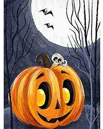 Diamant-Malerei-Set mit Werkzeug, Meecaa Kürbis Halloween Skelett DIY 5D Full Drill Kreuzstich Diamant Mosaik Kunst Handwerk 30 x 40 cm (Halloween)
