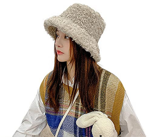 IBLUELOVER Fischerhüte Winter Eimer Hut Warm Damenmütze Fleece Fischermütze Outdoor Winddicht Beanie Kappe Verdickt Anglerhut Flauschig Wintermütze Damen Mädchen Bucket Hat für Freizeit Reisen