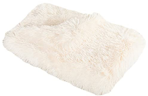 GUOCU Hundedecken Flauschig Plüsch Katzendecke Super Softe Weiche Warme Einfarbig Doppeilseitige Haustierdecke Weiche Fleecedecke Waschbare, Bett Decken für Hunde Und Katze,Weiß,100×75cm
