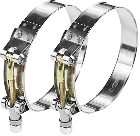 WYSIWYKA 2 Pack 4 T-Bolt Hose Clamps, 304 Stainless Steel Turbo Intake Clamp, Working Range 112mm-120mm for 4 Hose ID