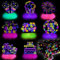PIXHOTUL Glow in The Dark Dekorationen - 8 Stück Leuchtende Neon Party Waben Tischaufsteller - Schwarzlicht Waben Tischaufsteller Und Let's Glow Tischdecke Für Kinder Schwarzlicht Party