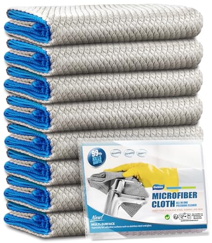 Ekedalen 8X Paño de Limpieza Magico, Bayetas Microfibra para Cristales sin Pelusa, Trapos de Nanoescala para Espejos Ventana Coche Baño Hogar Oficina, Paños y Toallas de Cocina Gris 40x30cm
