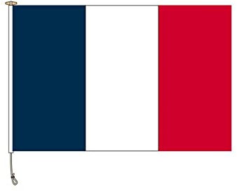 Stormflag Drapeau France 150x225cm en tissu nautique coupe-vent 115g/m² Drapeau français 225x150cm en tissu nautique coupe-vent 115g/m² Tricot de chaîne avec œillets et Double couture