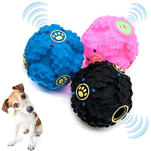 Petopedia 2x 10 cm – Giggle Balls for Dogs – Interactive Dog Toys for Boredom – TREAT DISPENSING – Exciting Sound, Treat Toy, Teeth Cleaning, Bite Resistant, Dog Chew (Assorted (Pack of 2))