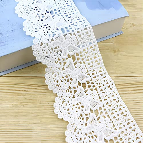 10 cm x 2 m Blume Stickerei Spitzenband Spitzenborte Häkelspitze (W) | Spitzenbordüre, Häkelborte und Dekoband als Meterware für Nähen, Kleidung und DIY. Zierband, Borte und Spitzenbesatz.