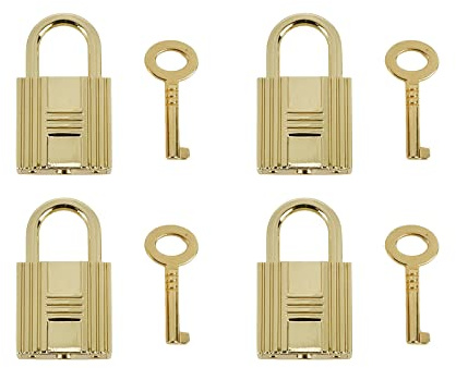 Pastlla Lot de 4 mini cadenas en métal avec clé, pour sac à dos, agenda, sac, boîte à bijoux avec clé, doré