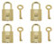 Pastlla Lot de 4 mini cadenas en métal avec clé, pour sac à dos, agenda, sac, boîte à bijoux avec clé, doré