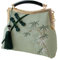 Anopo Femmes Brodé Pochette Style Chinois Vintage Sac à Main avec Gland Pendentif Sac à Bandoulière pour Hanfu Cheongsam Vert Clair