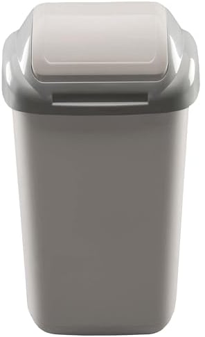 Home Centre Flip Top 30L Classic Plastic Waste Bin Kitchen Office School Work Recycling Disposable Trash Dispenser Household Recyclable Rubbish Bin Easy Cleaning Grey