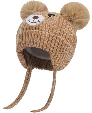 Rayson Bonnet Bébé Fille Garçon Hiver Chaud et Cache-Oreilles,Beige