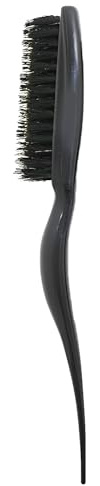 KINDOYO 1 Piece Boar Bristle Hair Brush - Plastic Back Combing Brush 3 Row Bristle Teasing Hair Brushes with Tail Handle for Home Beauty Salon Hair Care Scalp - Black