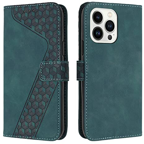 OKZone Kompatibel mit iPhone 15 Pro (6,1 Zoll) Hülle, PU Leder Handyhülle Tasche Schutzhülle iPhone 15 Pro (6,1 Zoll), Flip Cover Klappbar Etui mit Magnet TPU Lederhülle (Zyan)