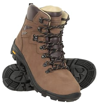 Mountain Warehouse Odyssey Wasserdichte Stiefel - IsoDry Herrenschuhe, Atmungsaktiv, Nubukleder Wanderschuhe, EVA gepolstert -Best für Herbst Winter, Camping, Reisen Hell Braun Herren-Schuhgröße 42 EU