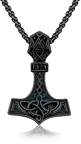 TwoAnts Collana con ciondolo a forma di martello di Thor, in argento Sterling 925, con ciondolo a forma di Mjolnir, regalo per uomo e donna, Argento sterling