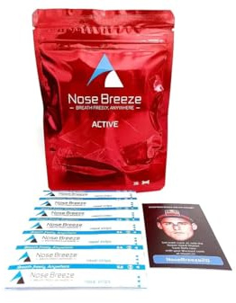Nose Breeze Nasenpflaster, Nasenstrips, für bessere Nasenatmung, gegen Schnarchen und verstopfte Nase, 36 Stück, latexfrei (Rot, Active: normale bis fettige Haut)