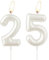 Perlweiße Geburtstagskerze, weiße Happy Birthday Zahl 25 Kerze, Kuchen-Kerzenaufsatz für Mädchen, Hochzeitstag, Gedenken