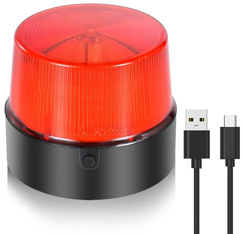 LE Sircut LE228 (Mini) — Red LED USB Rechargeable Strobe Beacon | Selectable Rotation & Flash Modes | Strong Magnetic Base for Car • Truck • Emergency • Construction | Energy Class A++