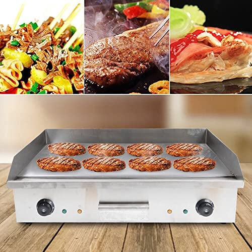 4400W Elektro Grillplatte, Elektrogrill, antihaftbeschichtete, separate Temperatureinstellung, Plancha Elektrogrill, Griddleplatte Bratplatte, für Fleisch Fisch und Gemüse