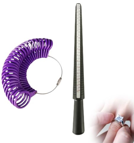 Medidor de Anillo US/UK Dedo indicador Joyería Kit Medidor para Reino Unido Anillos Dedo Mandril Calibrador Kit (Plástico)