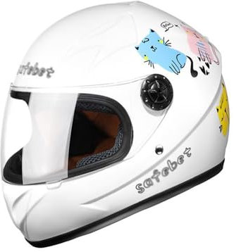 Motorradhelm for Kinder, Leichter Integralhelm Kinder Geeignet for Laufrad, Roller, Rollschuhe, Schnellverschluss, Abnehmbar, Waschbar, for Kinder Im Alter Von 2-10 Jahren(White)
