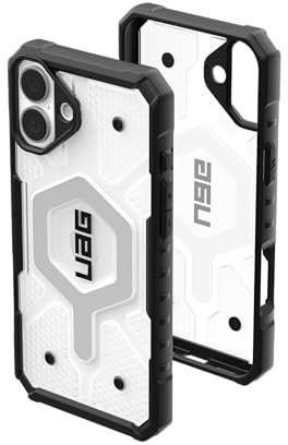 URBAN ARMOR GEAR UAG Schutzhülle für iPhone 16 Plus, 17 cm (6,7 Zoll), Pathfinder, transparent, kompatibel mit MagSafe-Ladegerät, robuste, stoßfeste und rutschfeste Schutzhülle in Militärqualität, Ice