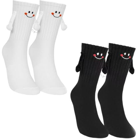 VURYAPI 2 Paar Magnetische Socken mit Händen Geburtstag 35-41 Hand in Hand Socken mit Magnetarmen Lustige Alberne Geschenke für Frauen Männer Freunde Familie Partner Paar Kinder Party
