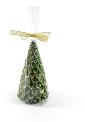 Magie di Natale Candela a forma di Albero di Natale, decorazione per interno ed esterno (Verde, Ø 11.5 x h 18 cm)