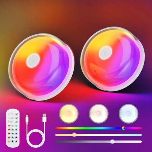 Gotopceed Rechargeable Shower Light No Wiring - 15 Color Changing Mood Light for Shower Bathroom Closet Bedroom Livingroom, 2 Pack