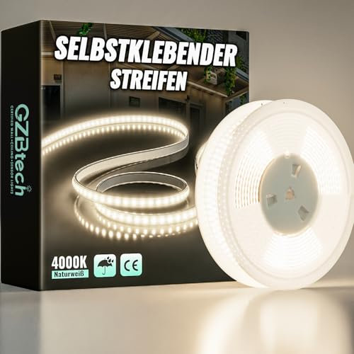 GZBtech 220V Silicone Ruban LED 15M, 4000K Blanc Naturel Flex Découpable IP65 Etanche Exterieur & Intérieur Bandeau LED, 1200LM/M Haute luminosité Bande LED pour Maison Chambre Cuisine Terrasse Jardin