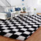 BYBSRLL Kariert Hochflor Teppich Schwarz Weiss Teppiche Wohnzimmer 240x300 Antirutsch Waschbare Große Weich Flauschig Schlafzimmer Teppich Kinderzimmer Mädchen Jungen, Langflor Bettvorleger