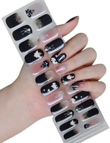 Semi Cured Nails Polish Wraps Halloween Nails Stickers Glow In Dark Gels Nails Strips Nails Art Decoration