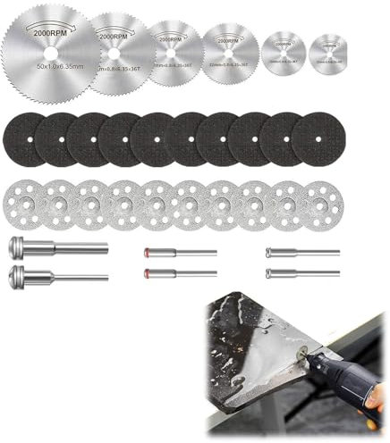 Dischi da Taglio,Dischi Diamantati Mini di Tagliante,Seghe Circolari Lame,32 Pezzi Lama per Seghe Circolare,Mini Lame per Seghe Circolari per Tagliare Legno,Plastica,Fibra di Vetro,Metallo Morbido