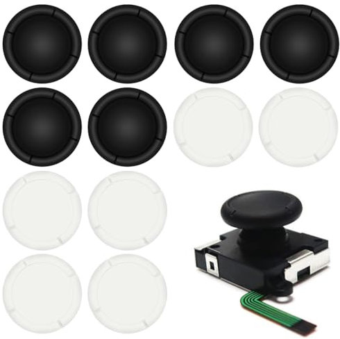Confezione da 12 impugnature di ricambio per joystick, impugnature per joystick (nero + bianco)
