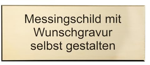 Messingschild mit Gravur – 100 × 40 mm – graviertes Schild aus Messing mit schwarzer Lasergravur & Facettenschliff – inkl. Klebefolie – individuell beschriftbar