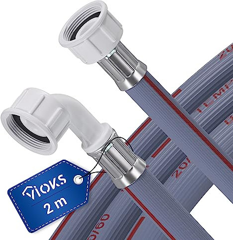 VIOKS Zulaufschlauch Waschmaschine Verlängerung 2 Meter 25°C 3/4 Gerade/Winkel - Spülmaschine Schlauchverlängerung & Wasserschlauch Waschmaschine