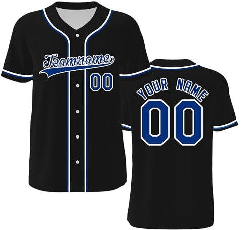 FCLYDER Individuelles Baseballtrikot, Personalisierte Baseball-Shirts, Baseball Sportuniform für Männer Frauen Jugendliche, Personalisierte Baseball Trikots mit Name&Nummer