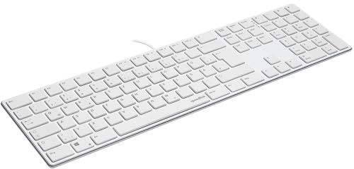 SPEEDLINK Riva Scissor – edles Metall Gehäuse, leise Tastatur Flache Tasten, PC Tastatur mit Kabel USB, langlebige Scissor-Switches, kabelgebunden, deutsches Layout QWERTZ, weiß
