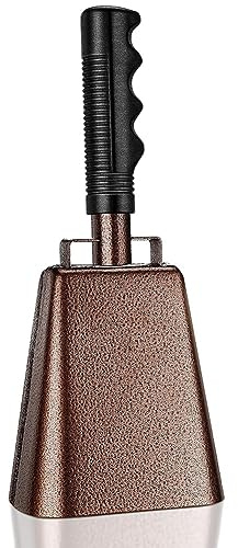 Tuesoa 10 in Steel Cowbell Solid School Hand Bells Cowbells/Noise Makers with Handles, Cheering Bell Sporting