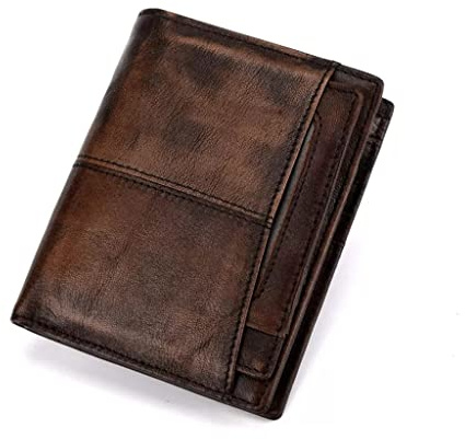 KXQYIKYI Herrenöl Wachs Cowide Kurzerbrieftet Vintage Münztasche Echtes Leder Distressed Brieftasche Feste Kupplung für Männer (B, eine Größe)