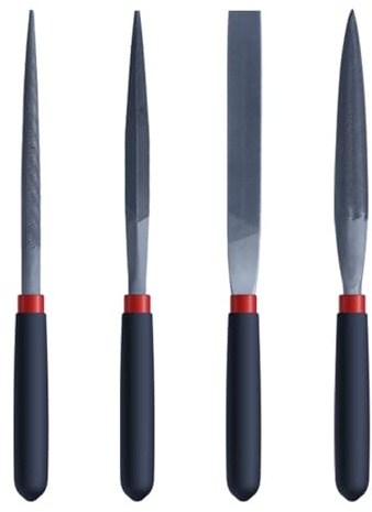 Set di 4 lime ad ago in metallo piccole lime ad ago a mano in acciaio temprato di resistenza piatte e rotonde quadrate lime in acciaio di durezza