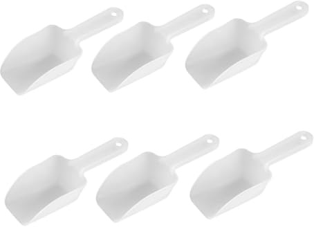TOYANDONA 6 pièces Cuillères à Glace à Fond Plat Plastique Blanc Pelle Utilitaire Résistante Au Froid pour Cuisine Riz et Aliments Secs Poignée Suspension