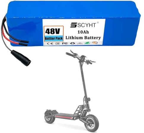 SSCYHT Batterie Li-ION 48 V 10 Ah Batterie Amovible 10 Ah Batteries au Lithium 48 V Batteries trottinettes pour Skateboards pour Moteurs 250 W à 500 W avec BMS,48v10ah DC+2line