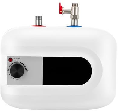 Konfiur 6 L Untertisch Boiler Niederdruck, Elektrischer Warmwasserspeicher 1500W, Untertischgerät mit LED-Display, einstellbar 0-65°C, für Küche & Bad, 220V, IPX4, weiß (Speichertyp)