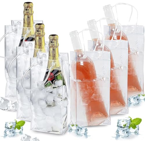 10 Pièces Sac à Glace PVC Transparent, Étanche avec Poignée